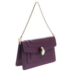 Bvlgari Purple Leather Serpenti Forever Chain Pochette 