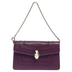 Bvlgari Purple Leather Serpenti Forever Chain Pochette 