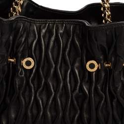 Pre Owned حقيبة يد بلغاري تينا تويستينو جلد مبطنة أسود