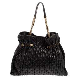 Pre Owned حقيبة يد بلغاري تينا تويستينو جلد مبطنة أسود