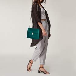 Pre Owned Bvlgari Emerald Green Leather Serpenti Forever Shoulder Bag