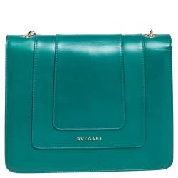 Pre Owned Bvlgari Emerald Green Leather Serpenti Forever Shoulder Bag