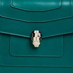 Pre Owned Bvlgari Green Leather Large Serpenti Forever Shoulder Bag