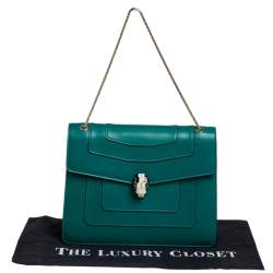Pre Owned Bvlgari Green Leather Large Serpenti Forever Shoulder Bag