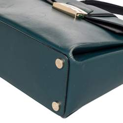 Bvlgari Green/Black Leather Medium Serpenti Viper Top Handle Bag