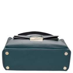 Bvlgari Green/Black Leather Medium Serpenti Viper Top Handle Bag
