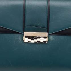 Bvlgari Green/Black Leather Medium Serpenti Viper Top Handle Bag
