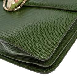 Pre Owned Bvlgari Green Lizard Medium Serpenti Forever Shoulder Bag
