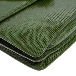 Pre Owned Bvlgari Green Lizard Medium Serpenti Forever Shoulder Bag
