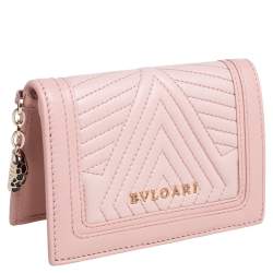 Bvlgari Light Pink Quilted Leather Serpenti Bifold Card Holder