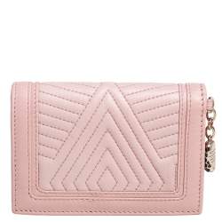 Bvlgari Light Pink Quilted Leather Serpenti Bifold Card Holder