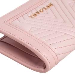 Bvlgari Light Pink Quilted Leather Serpenti Bifold Card Holder