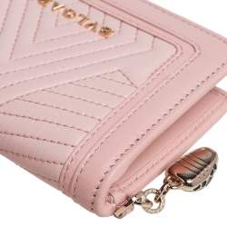 Bvlgari Light Pink Quilted Leather Serpenti Bifold Card Holder