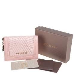 Bvlgari Light Pink Quilted Leather Serpenti Bifold Card Holder