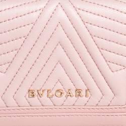 Bvlgari Light Pink Quilted Leather Serpenti Bifold Card Holder
