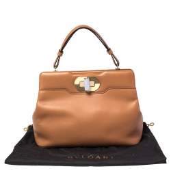 Bvlgari Tan Leather Isabella Rossellini Top Handle Bag