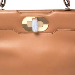 Bvlgari Tan Leather Isabella Rossellini Top Handle Bag