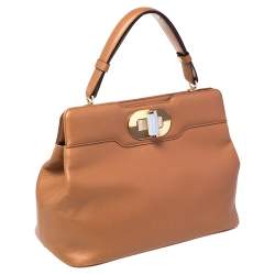Bvlgari Tan Leather Isabella Rossellini Top Handle Bag