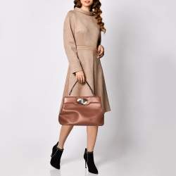 Bvlgari Tan Leather Isabella Rossellini Top Handle Bag