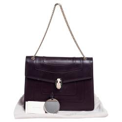 Pre Owned حقيبة كتف بولغاري سيربنتي فوريفر جلد برقوقي كبيرة