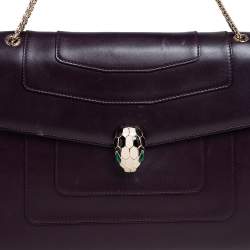 Pre Owned حقيبة كتف بولغاري سيربنتي فوريفر جلد برقوقي كبيرة