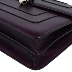 Pre Owned حقيبة كتف بولغاري سيربنتي فوريفر جلد برقوقي كبيرة