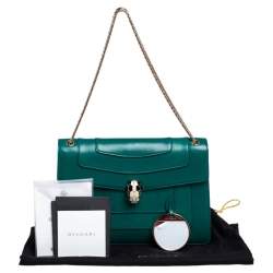 Bvlgari Green Leather Medium Serpenti Forever Shoulder Bag