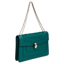 Bvlgari Green Leather Medium Serpenti Forever Shoulder Bag