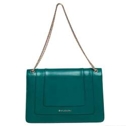 Bvlgari Green Leather Medium Serpenti Forever Shoulder Bag