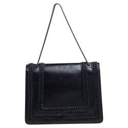 Pre Owned Bvlgari Black Leather Large Plisse Serpenti Forever Shoulder Bag