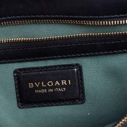 Pre Owned حقيبة كتف بلغاري سيربنتي فوريفر جلد أسود بقلاب كبيرة