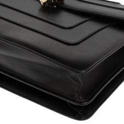 Pre Owned حقيبة كتف بلغاري سيربنتي فوريفر جلد أسود بقلاب كبيرة