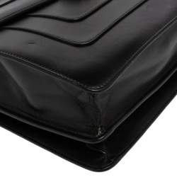 Pre Owned حقيبة كتف بلغاري سيربنتي فوريفر جلد أسود بقلاب كبيرة