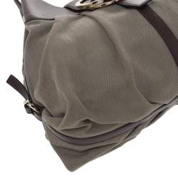 Bvlgari Olive Green/Brown Canvas and Leather Chandra Hobo