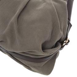 Bvlgari Olive Green/Brown Canvas and Leather Chandra Hobo