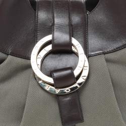 Bvlgari Olive Green/Brown Canvas and Leather Chandra Hobo