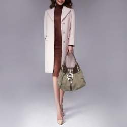 Bvlgari Olive Green/Brown Canvas and Leather Chandra Hobo