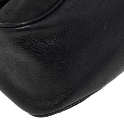 Pre Owned Bvlgari Black Logo Mania Canvas and Leather Flap Shoulder Bag