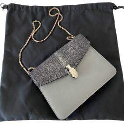 Bvlgari Black Leather Stingray Serpenti Forever Bag