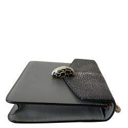 Bvlgari Black Leather Stingray Serpenti Forever Bag