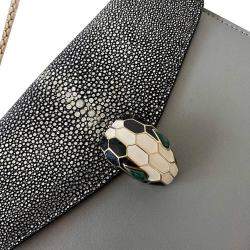 Bvlgari Black Leather Stingray Serpenti Forever Bag