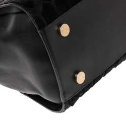 Bvlgari Black Leather and Calf Hair Serpenti Scaglie Tote