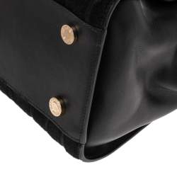 Bvlgari Black Leather and Calf Hair Serpenti Scaglie Tote