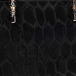 Bvlgari Black Leather and Calf Hair Serpenti Scaglie Tote
