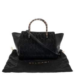 Bvlgari Black Leather and Calf Hair Serpenti Scaglie Tote