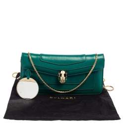 Pre Owned Bvlgari Green Leather Serpenti Forever Chain Clutch