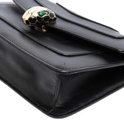 مملوكة مسبقًا Bvlgari Black Leather Serpenti Forever Chain Shoulder Bag