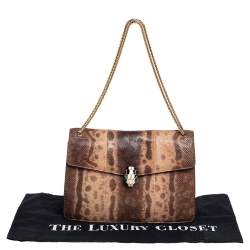 Bvlgari Beige/Brown Karung Medium Serpenti Forever Shoulder Bag