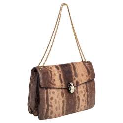 Bvlgari Beige/Brown Karung Medium Serpenti Forever Shoulder Bag