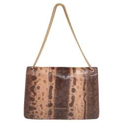 Bvlgari Beige/Brown Karung Medium Serpenti Forever Shoulder Bag
